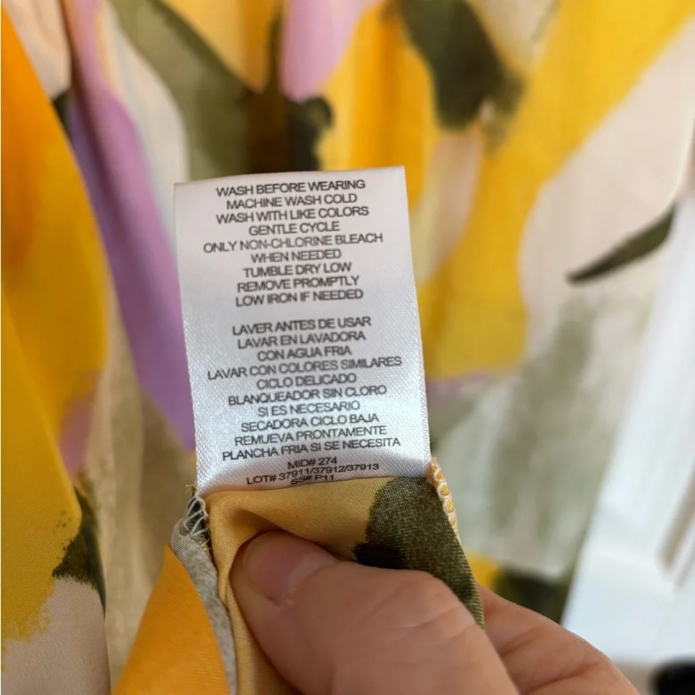 NWOT French Connection  Abstract Watercolor Belted Satin Shirt Dress - M and XL - Picture 11 of 11